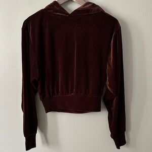 Express XS Brown Velvet Crop Hoodie Y2K Inspired NWT